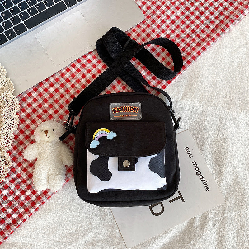 Wholesale nylon cute cow pattern shoulder crossbody bag